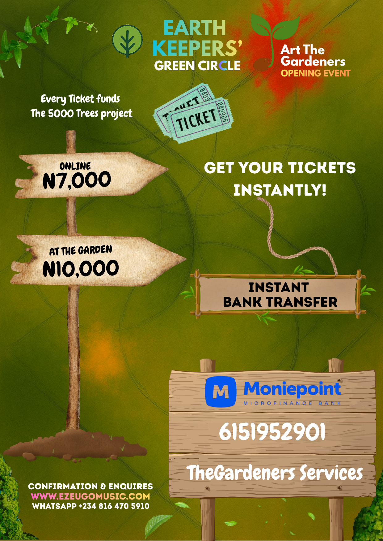 Bank transfer information for Earth Keepers’ Green Circle